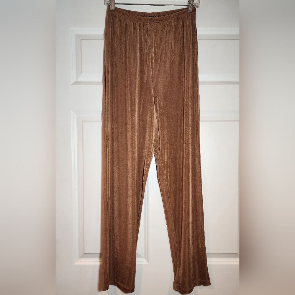 Slinky Brand Super Stretchy Brown Straight Leg Pants No Size 26in Waist
